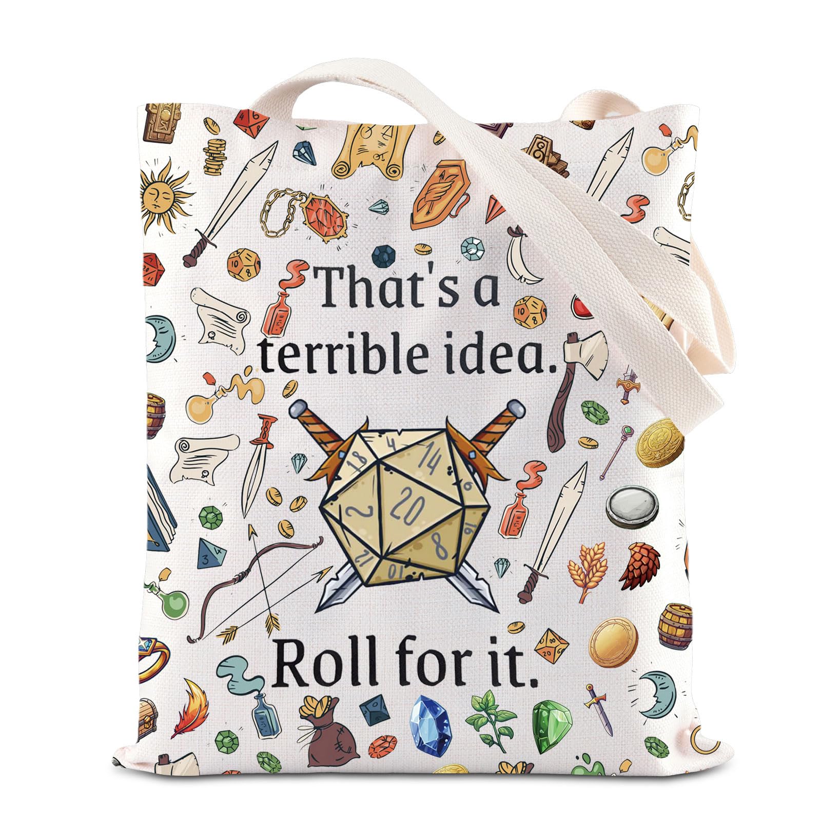 DND Merch Dungeon Master Tote Bag Gift RPG Gamer DM Player Shoulder Bag Dice Dragon Lover