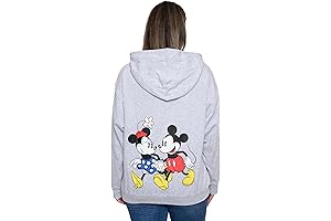 Womens Disney Mickey & Minnie Mouse Print Zip Up Hoodie