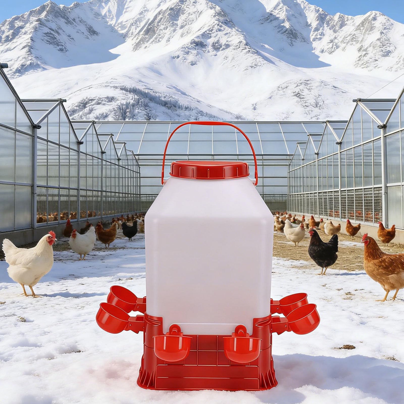 Abbeveratoio per Pulcini, distributore d'Acqua per polli di Grande capacità da 10 Litri, abbeveratoio per pollame da Giardino all'aperto, plastica Robusta, Durevole, Facile da