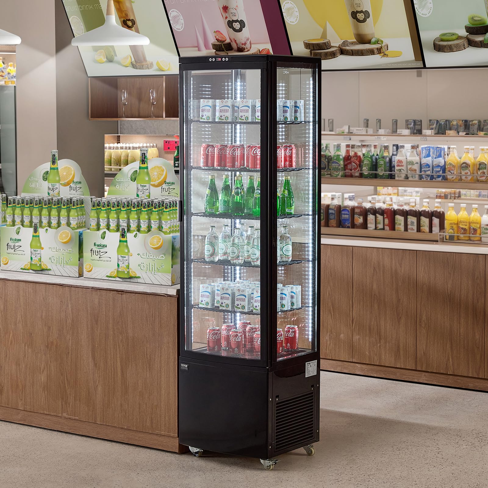 VEVOR Vitrina Refrigerada Comercial 278 L Vitrina de Pastelería de 5 Niveles Refrigerador con Iluminación LED Enfriamiento TURBO Enfriamiento por Aire Sin Escarcha, para Pasteles de Panadería