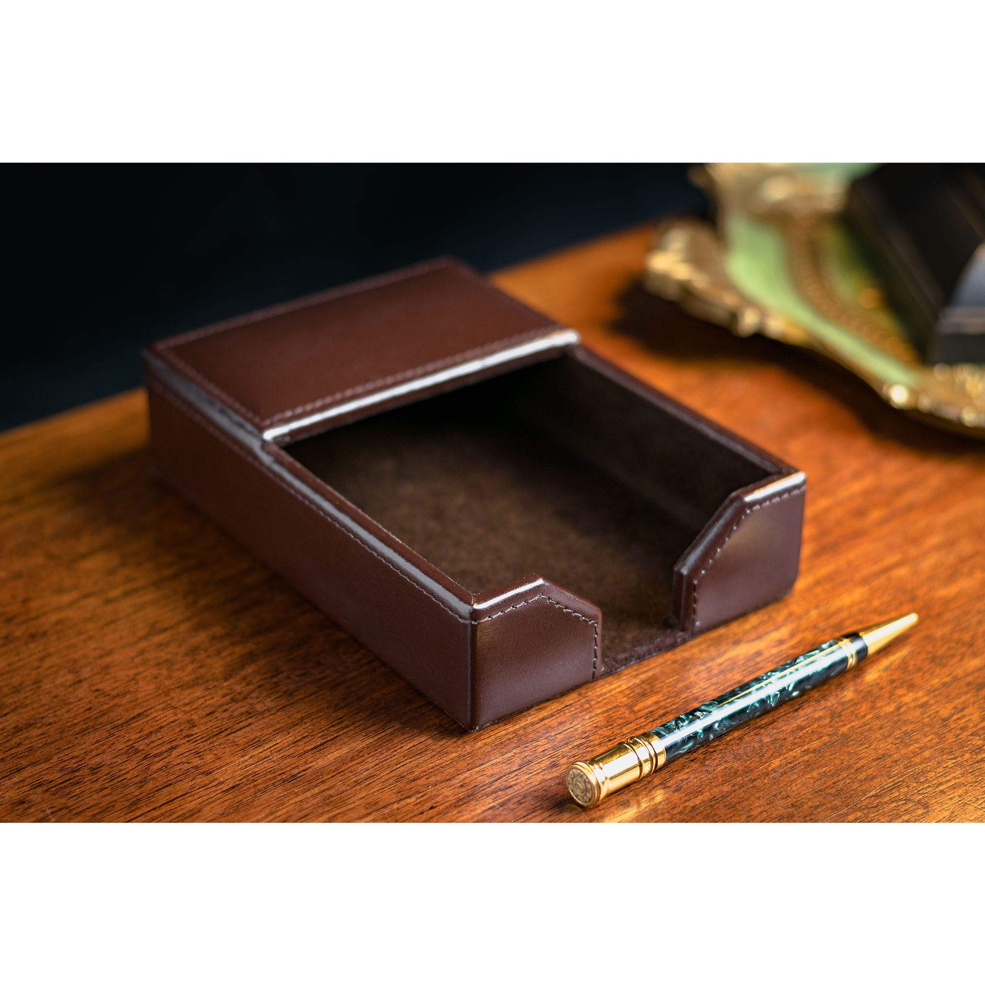 Dacasso Dark Brown Bonded Leather Memo Holder, 4-Inch by 6-Inch