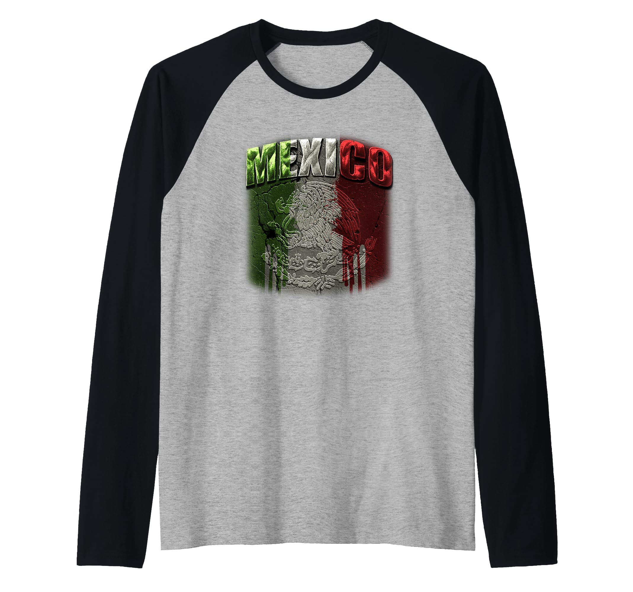 Trendy Viva Mexico C1 Raglan Baseball Tee, Black