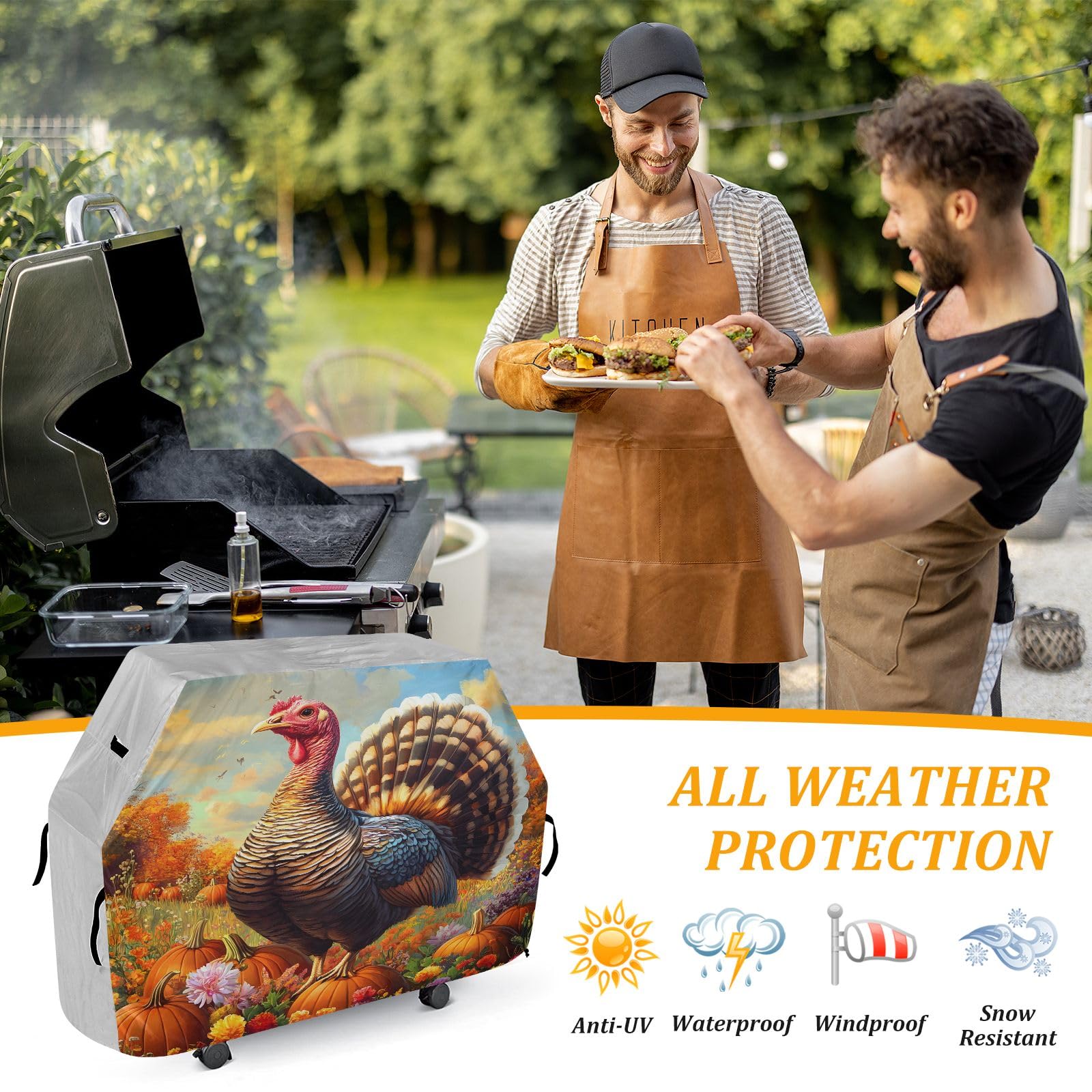 Copertura per barbecue di alta qualità, impermeabile, resistente allo sbiadimento, resistente, adatta per griglie fino a 25 in campo di zucca in Turchia