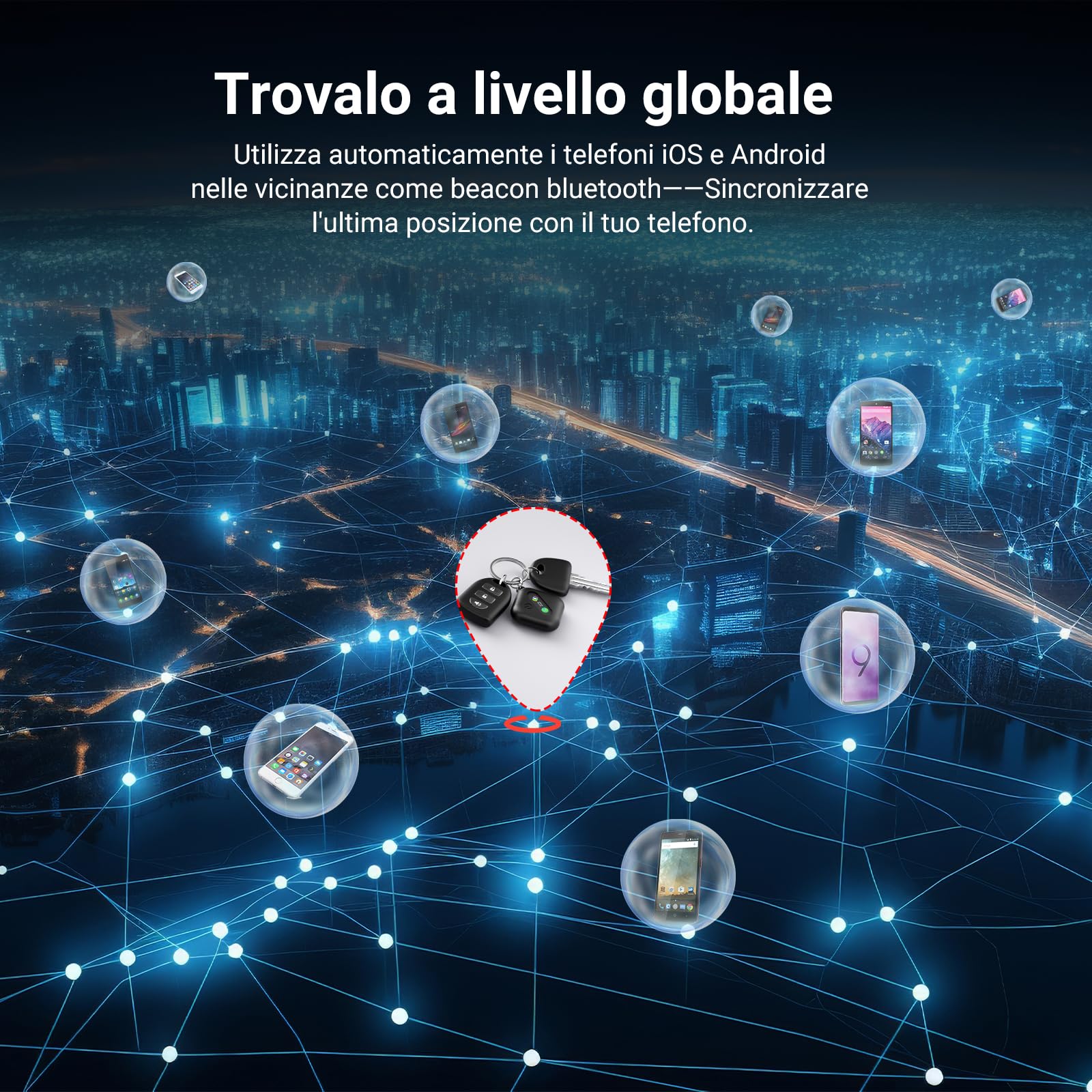 Smart Tag,Localizzatore Bluetooth per Android e iOS, Compatibile con Apple Find My & Google Find Hub Device, Tracker Impermeabile IP67 per Trovare Chiavi, Valigie, Borse, Portafogli (Nero)