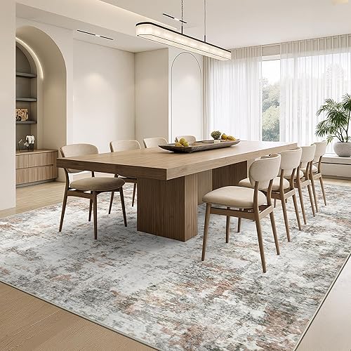 Miniatura 3 de Miukiki Alfombras de área de 8 x 10, moderno, abstracto, lavable para sala de estar, resistente a las manchas, no desprende pelo, con respaldo