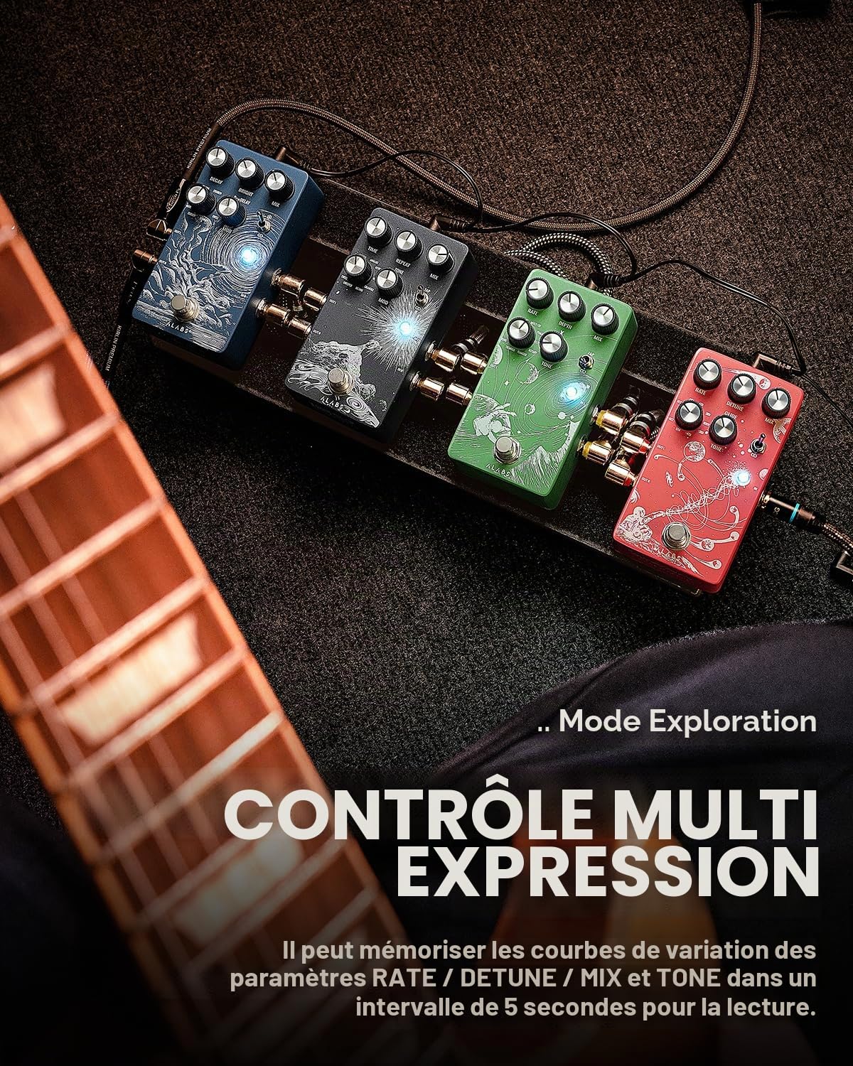Pédale de Pitch Shifter ORBITAL pour Guitare Électrique, Pédale d'Octave avec 9 Types de Transposition, Harmonique, Circuit Analogique Dry Through, Fonctionnement Momentané, True Bypass, Stéréo Vérita