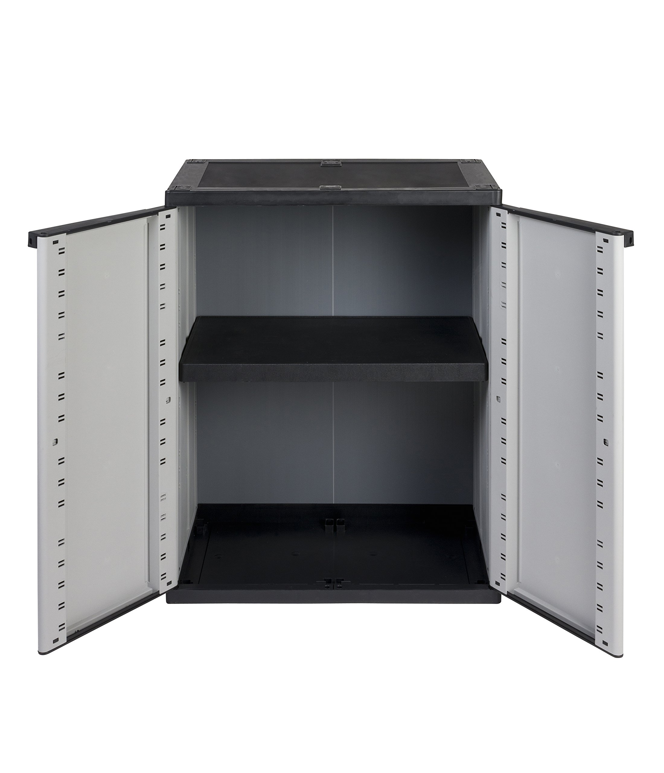 Kreher Kunststoffschrank Balkonschrank 2er-Set, grau, abschließbare Türen