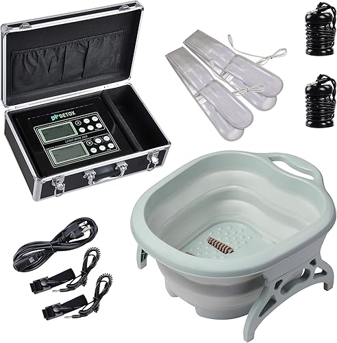 AW Iónico Detox Pie Spa Máquina Plegable Kit de Bañera con Arrays Cinturones Infrarrojos Far Hogar