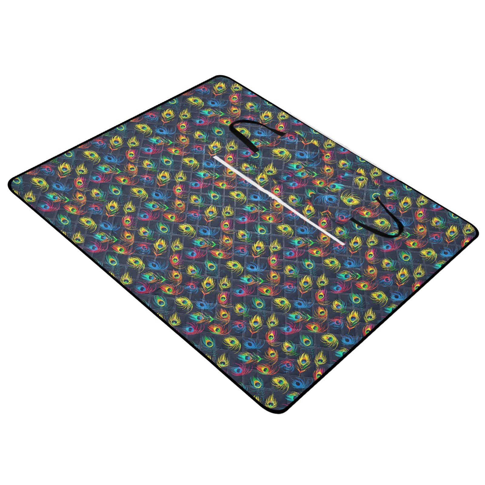 Coperta da picnic all'aperto Carino Erba Campeggio Tappetino per Famiglia Regalo Estivo Colorato Piume di Pavone alfombra para Picnic