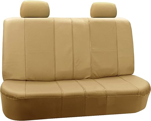 Fundas de asiento FH-PU007114 para coche, de cuero sintético lujoso, compatibles con airbag, con división trasera, Color, Beige