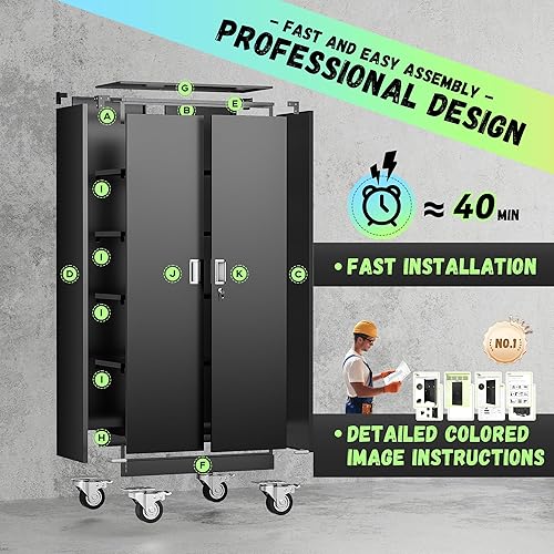 Miniatura 4 de INTERGREAT Armario de pared de metal, armarios de pared con puertas y estantes ajustables, 31 pulgadas de ancho x 20 pulgadas de alto, armario de