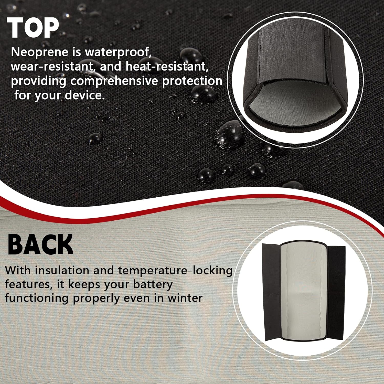 Ebikeバッテリーカバー、Ebikeバッテリーカバー防水アクセサリー電動サイクリングネオプレン最高の保護バッテリー、自転車サーマル