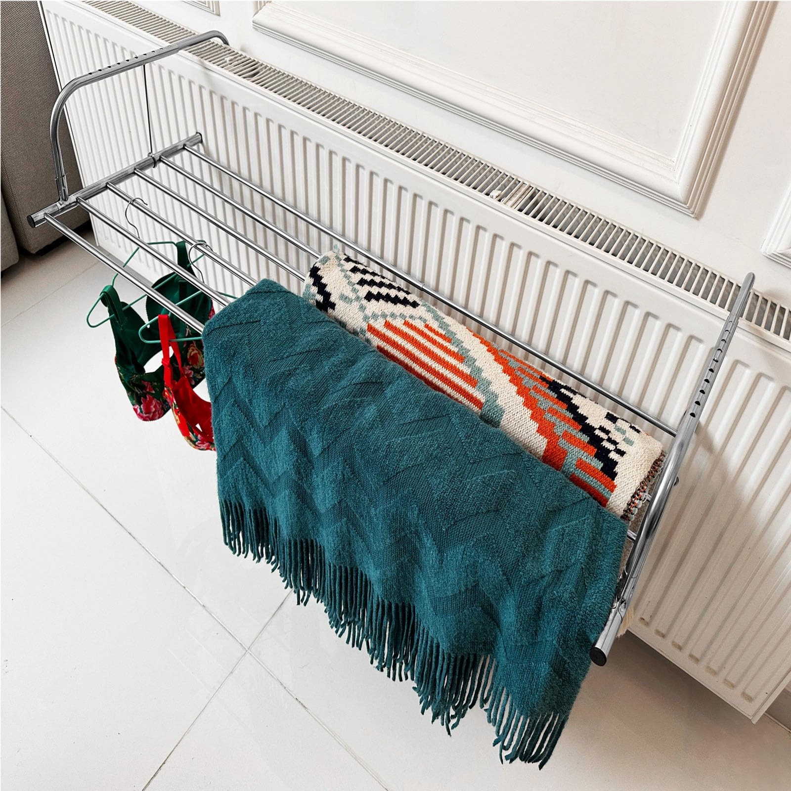 Heizungs-und Balkonwäschetrockner, Flexibel Einsetzbarer Heizkörpertrockner,Hängetrockner Wandtrockner,Wäscheständer Für Balkon,Edelstahl Balkontrockner, Handtuchhalter Für Das Bad,40 Cm, 50 Cm ( Colo