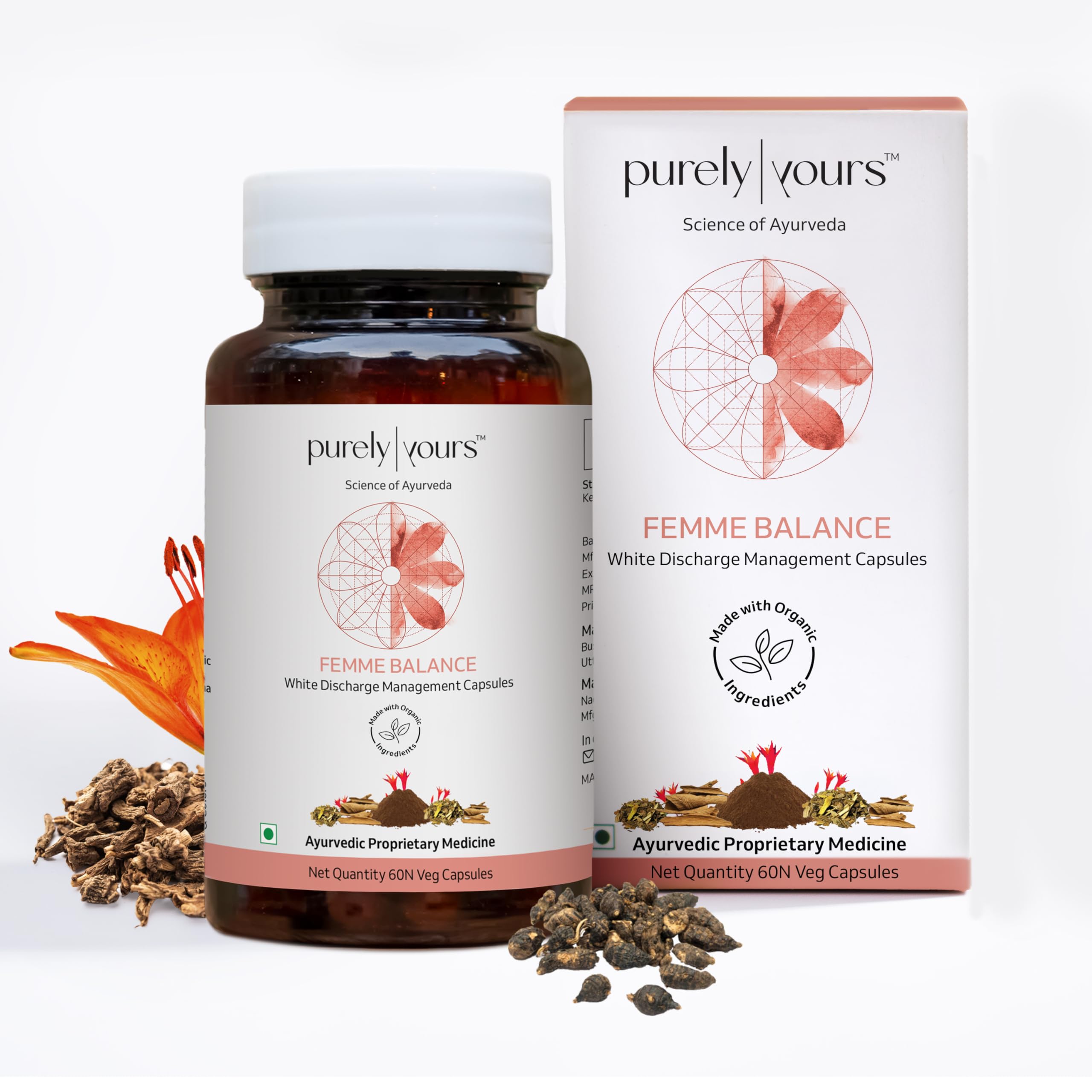 Purely Yours Female White Discharge Management Capsules - Femme Balance Natural Relief for Vaginal Itching, Odor, Burning & Leucorrhea, Balances Hormones & Menstrual Cycles, 60 Capsules (B0D5M8NH8C) Amazon Price History, Amazon Price Tracker