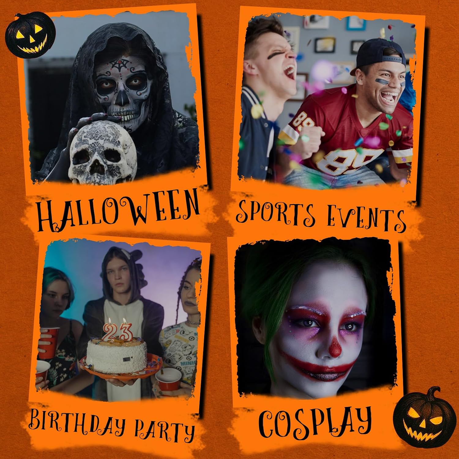 Halloween 4-in-1 Face Paint Stick, Black Face Body Paint for Creative Look