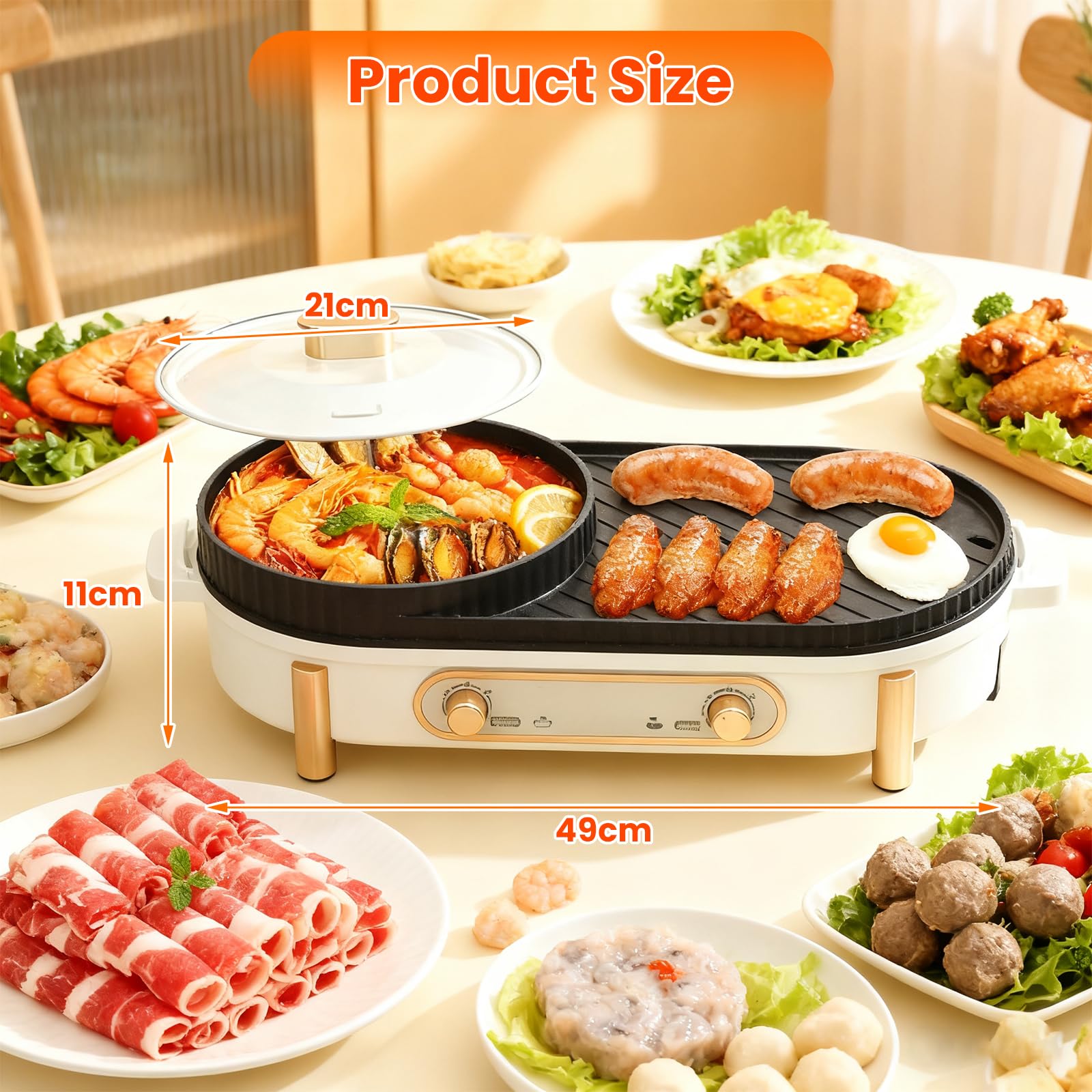 Elektrischer Hot Pot Mit Grill, 2 In 1-Elektrogrill-Hot Pot, Chinesischer Topfkocher, 220 V, 1700 W, Elektrische Hot Pots, Koreanischer Bbq-Grill FüR Kleine Familienfeiern Mit Drei Bis Sechs Personen