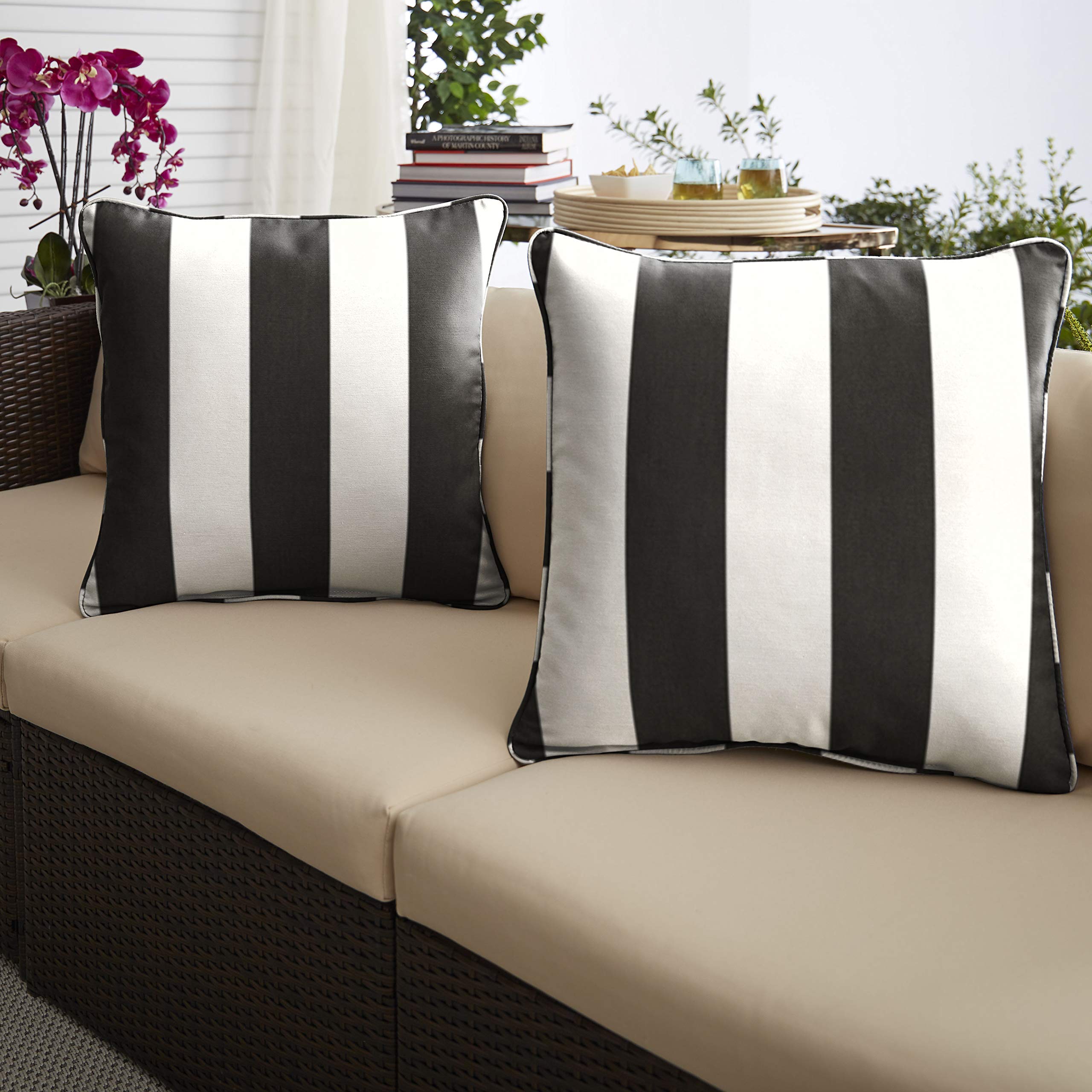 Sorra Home Sunbrella Cabana Classic Outdoor Pillow Set, 18 in x 18 2 Count