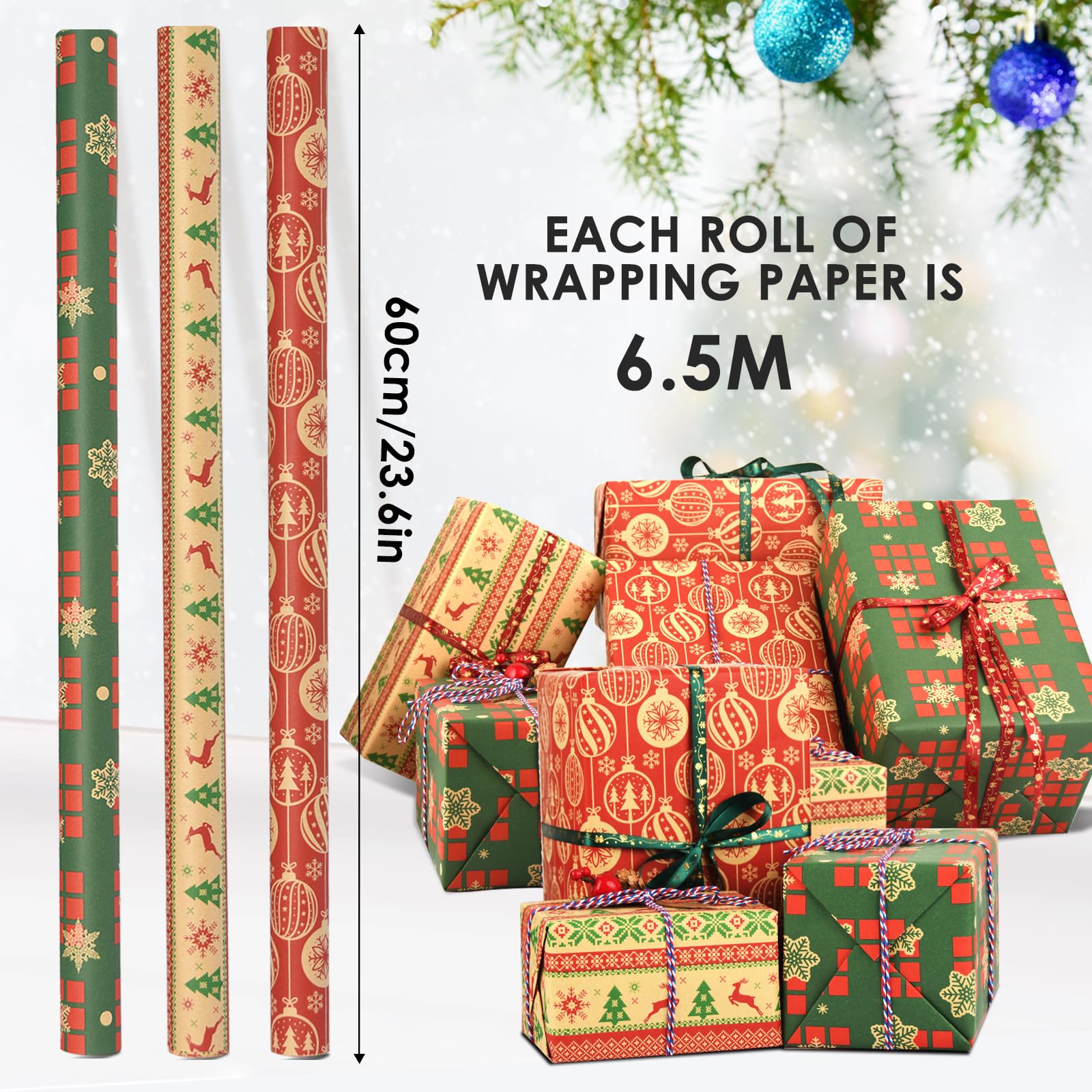 Confezione Di Carta Da Regalo Glitterata Di Lusso Deco Gold (12 - Foto 5