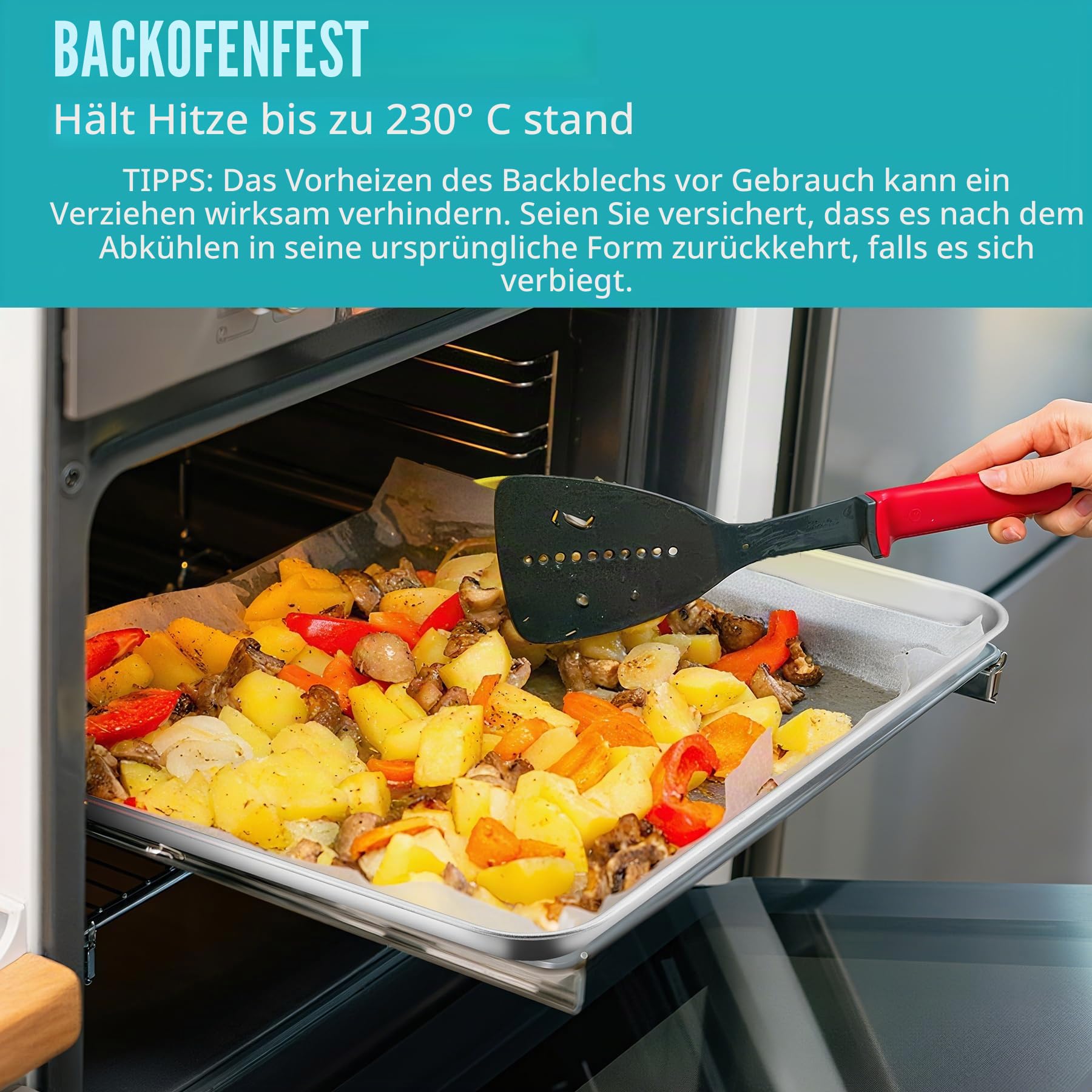 HaWare Extra großes Backblech-Set, 2er-Set, Edelstahl-Ofenblech – 45 x 33 x 2,5 cm, Keksblechpfanne zum Backen, Kochen, Servieren, gesund und ungiftig, leicht zu reinigen und spülmaschinenfest