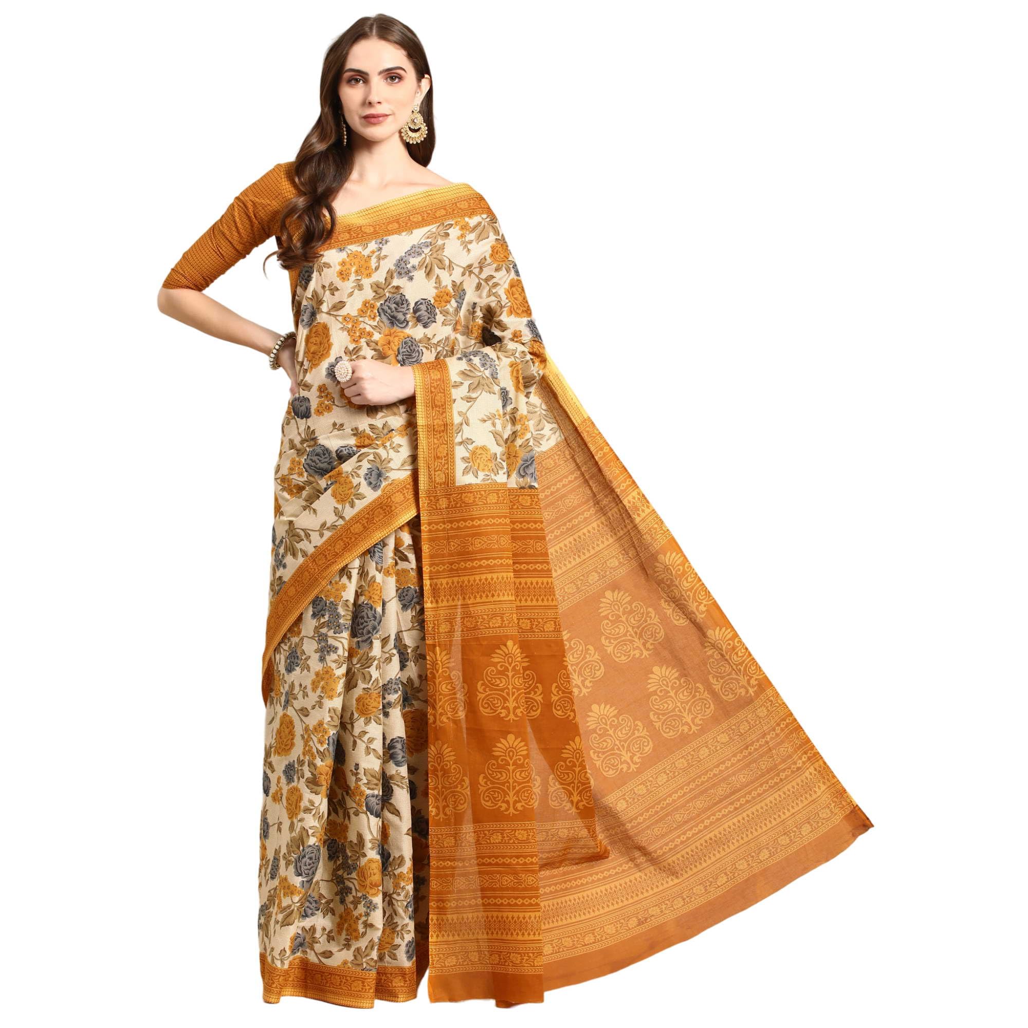 ratan Pure Cotton Printed Mulmul Saree for Women with Blouse Piece-picture-23