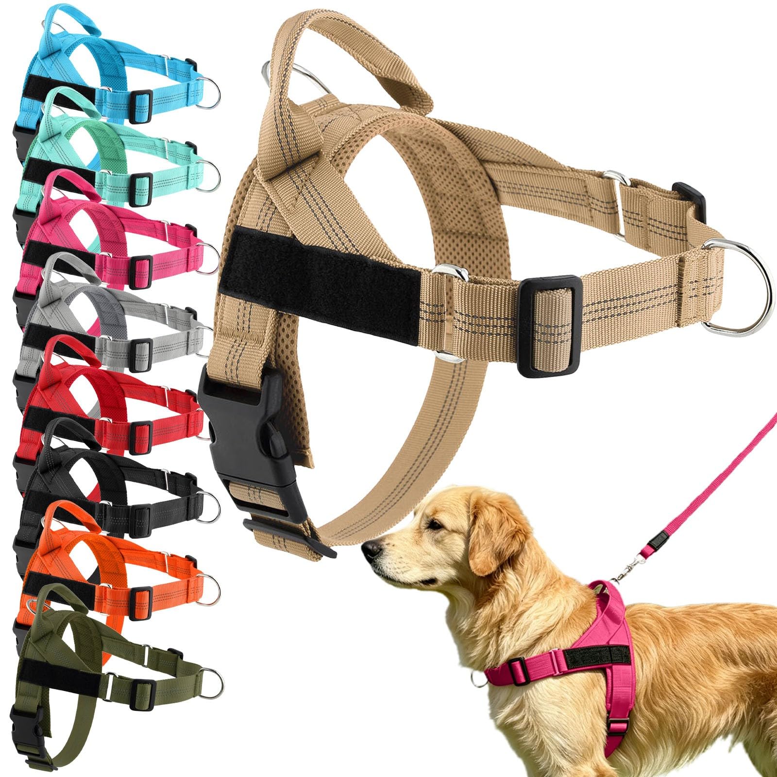 ParoPet No Pull Dog Harness, Adjustable Front Clip Breathable Pet Walking Vest Harness with Secure Buckle, Escape Resistant Comfort Dog Harness for Medium Large Dogs Daily Walking Training Travel