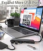 Vista 2 de Syntech Hub USB C a USB 4 puertos, concentrador tipo C a USB 3.0 con adaptador USB C a USB 2.0, Thunderbolt 3 a USB Hub, compatible con iPhone
