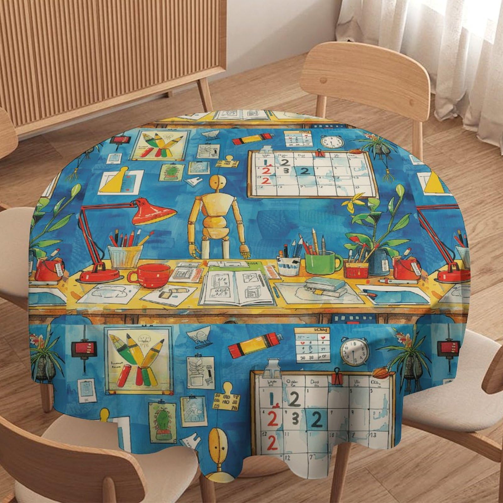 Nappe de cuisine et terrasse ronde imprimée pour sublimer vos repas de fête en famille