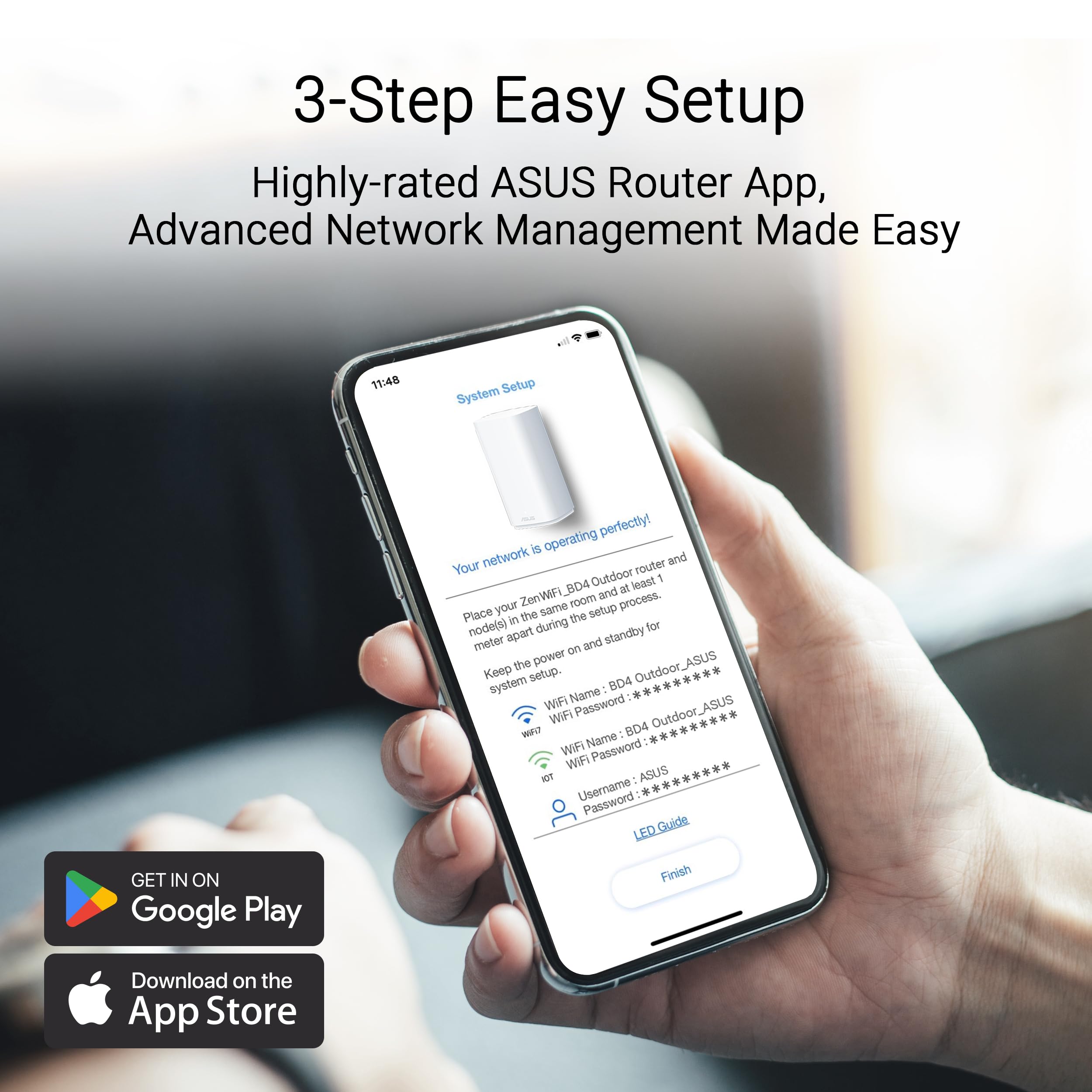 ASUS ZenWiFi BD4 BE3600 Outdoor Dualband WiFi 7 AiMesh erweiterbarer Router 1er Pack (3600 Mbit/s, bis zu 235m² Abdeckung, Dual 2.5G Ports, IP65 Wetterschutz, 3 SSIDs IOT Geräte, Kindersicherung) weiß