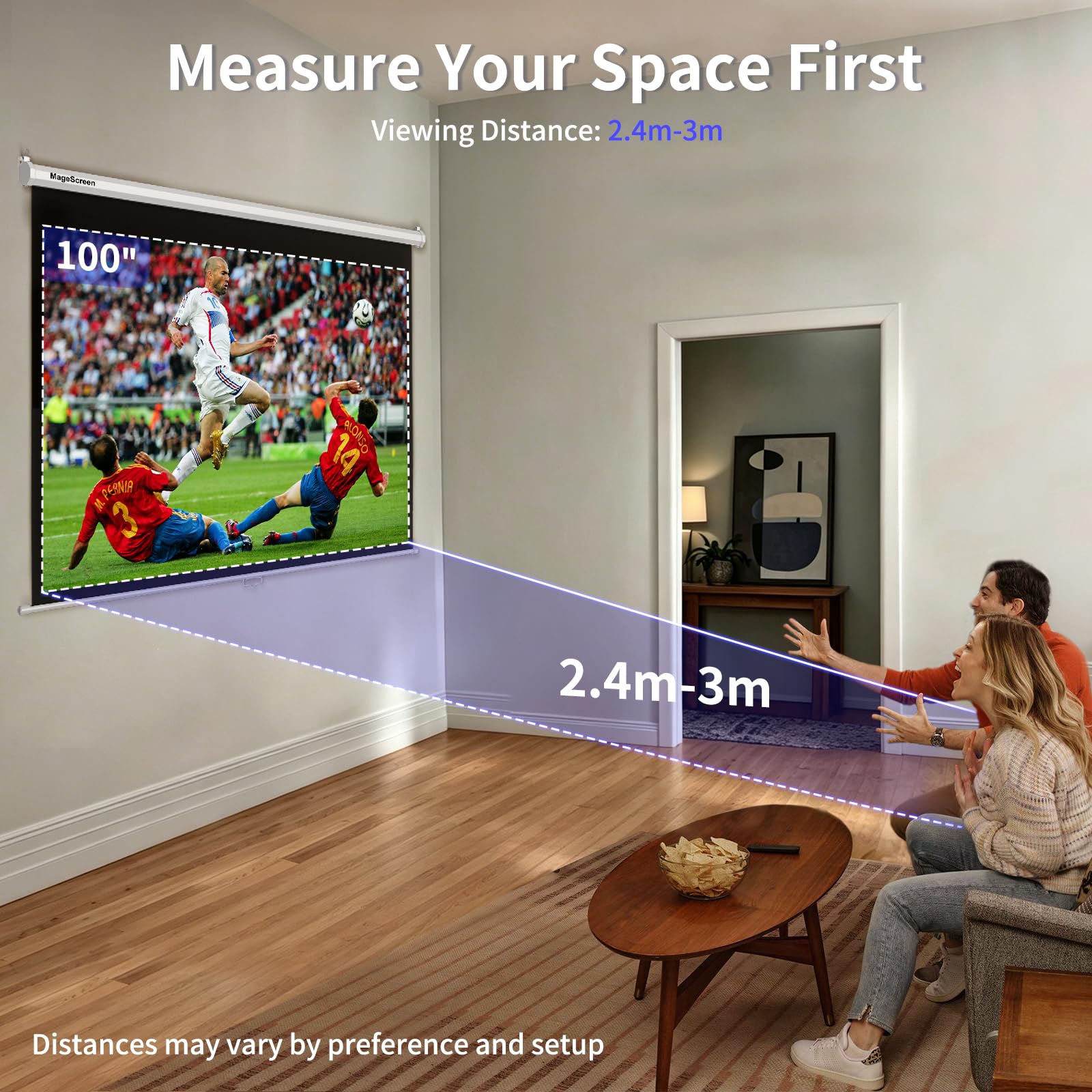 Manueller Beamer Rollo 100 Zoll (229.4 x 164 cm) 16:9 Weiß 4K HD