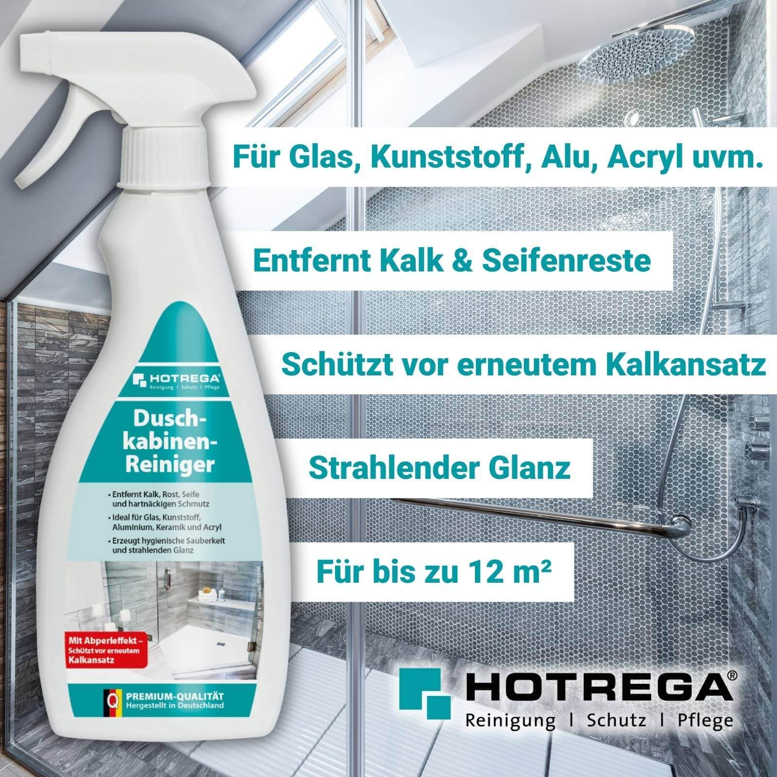 HOTREGA Duschkabinenreiniger 5x 500 ml | Kalklöser & Badreiniger Konzentrat