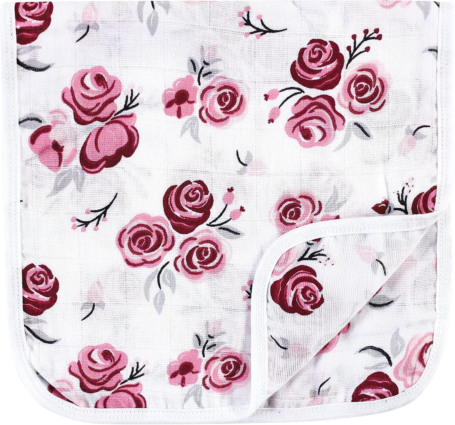 Hudson Baby Unisex Baby Muslin Burp Cloth 7pk, Rose, One Size : Baby