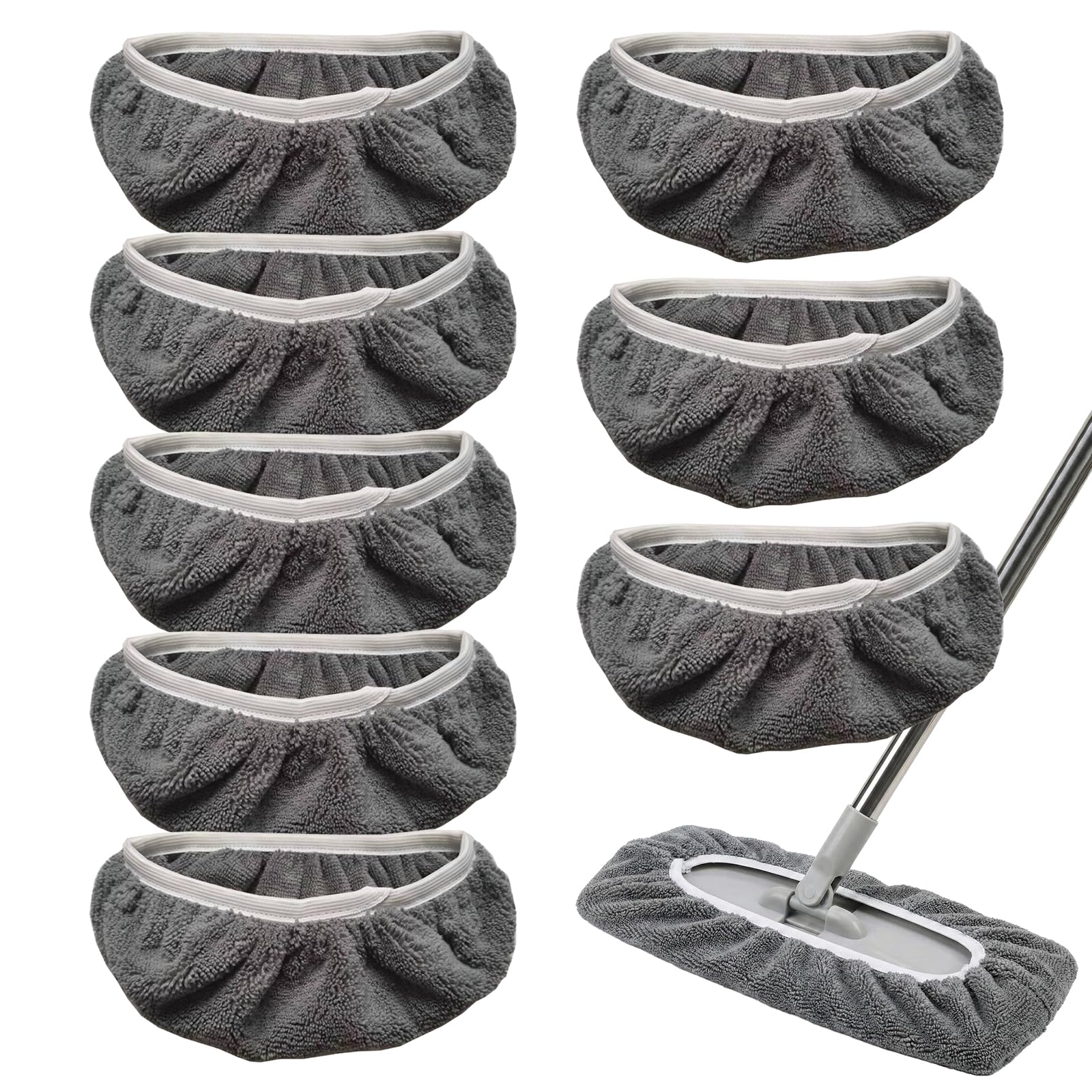 8 Pack Refill Pads for Swiffer Sweeper, Reusable Microfiber Mop Refill Pads, Washable Microfiber Sweeping Mop, Dry & Wet Use, for Hardwood Floors, Laminate & Tile Cleaning (Grey)
