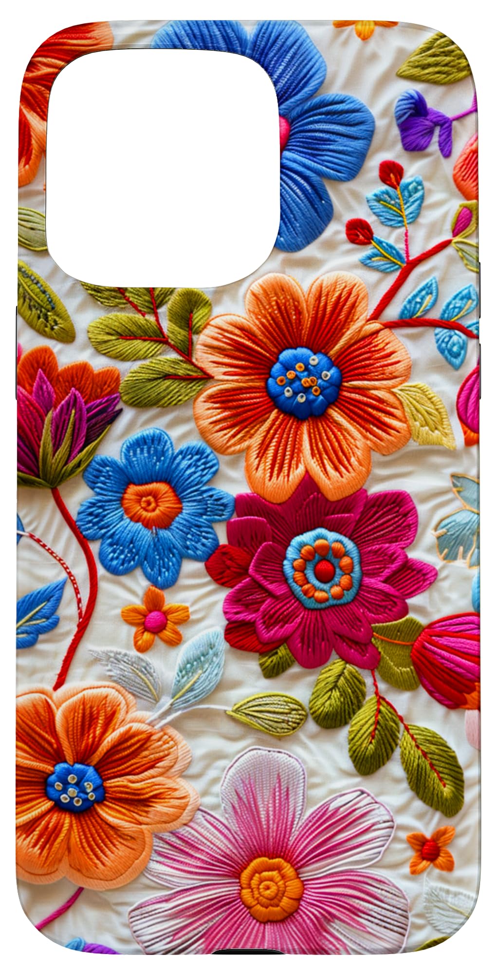 Mexican Folk Art Embroidery Effect Case for iPhone 15 Pro Max