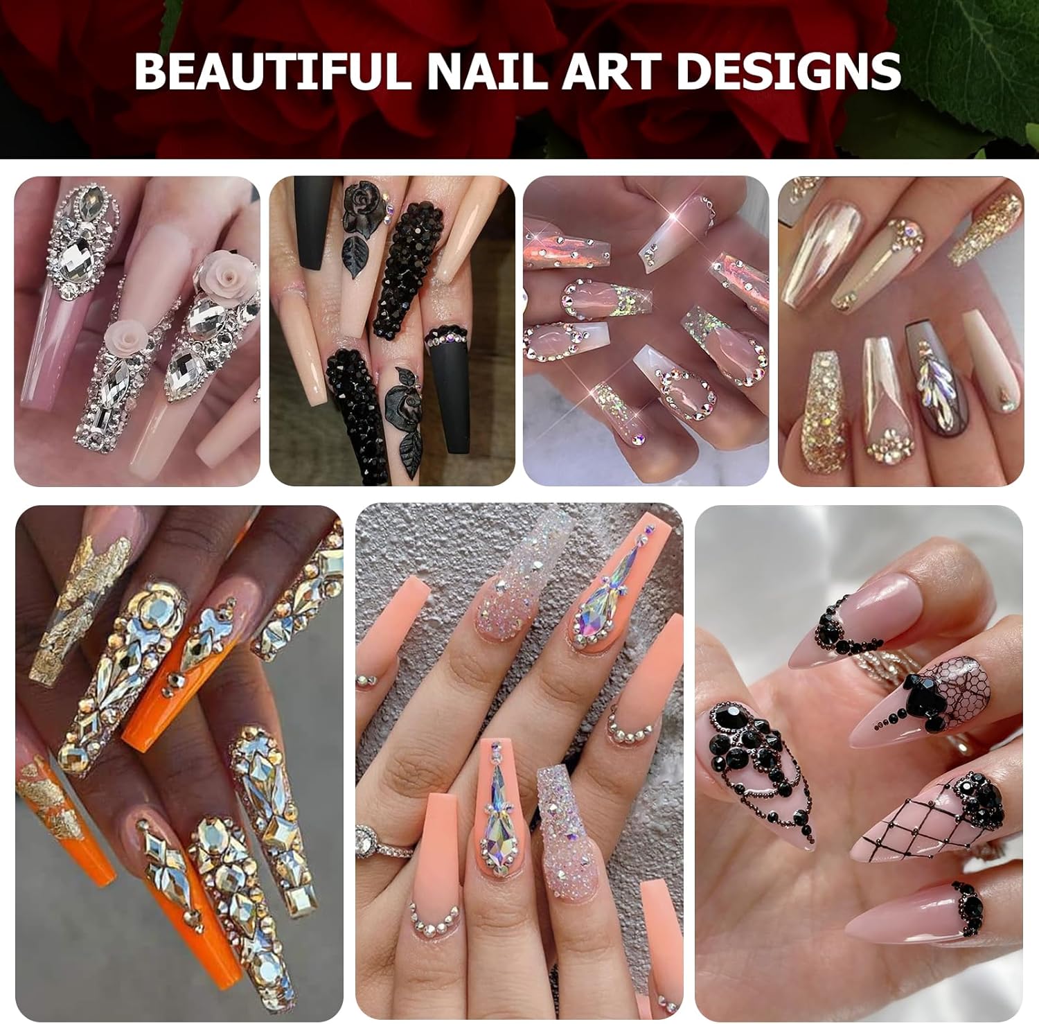 Dowarm 6000pcs Nail Rhinestones Kit, 16 Types of 800PCS Special-Shaped Diamonds + 5200PCS Flatback Rhinestones, 3D Crystal AB Glass Gemstones for Nail Crafts Decoration, Jewelry Gem Stones Charm - Image 5