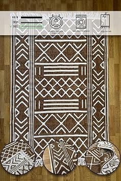 Pamuk Dokuma Yumu ak  ift Tarafl  Y kanabilir Sa akl  Salon Mutfak Yolluk Kilim KAHVE1 80 x 150