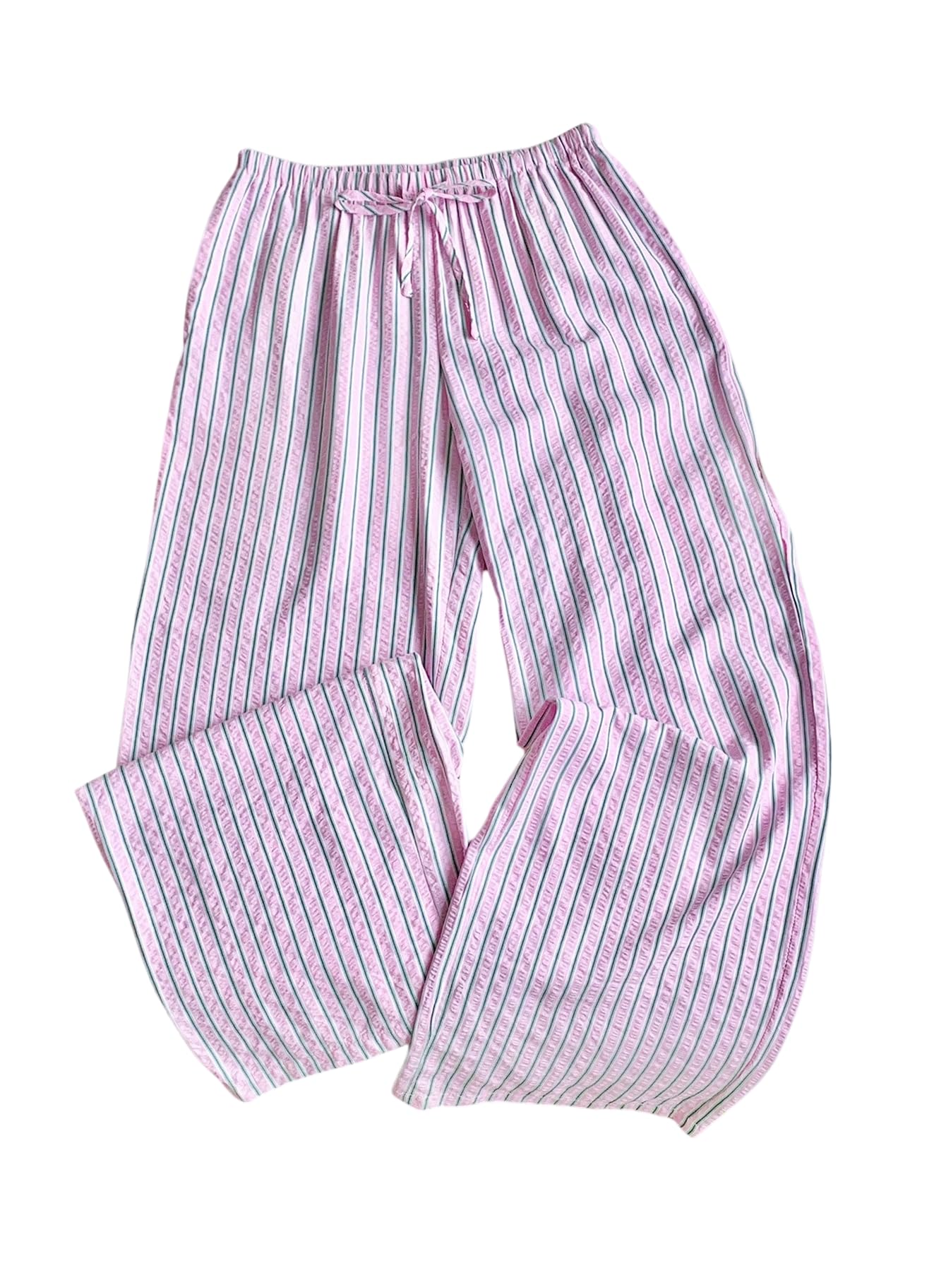 GORGLITTER Womens Striped Wide Leg Pants Elastic High Waisted Trousers Lightweight Boho Palazzo Pants