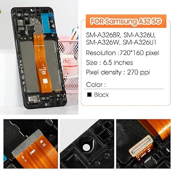 Screen for Samsung Galaxy A32 5G Screen Replacement for Samsung A326 LCD Screen SM-A326B,SM-A326U,SM-A326W Touch Display Digitizer Assembly Repair Parts(Black with Frame,Not Fit A32 4G