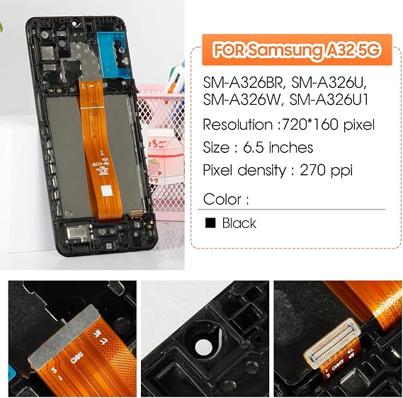 Screen for Samsung Galaxy A32 5G Screen Replacement for Samsung A326 LCD Screen SM-A326B,SM-A326U,SM-A326W Touch Display Digitizer Assembly Repair Parts(Black with Frame,Not Fit A32 4G