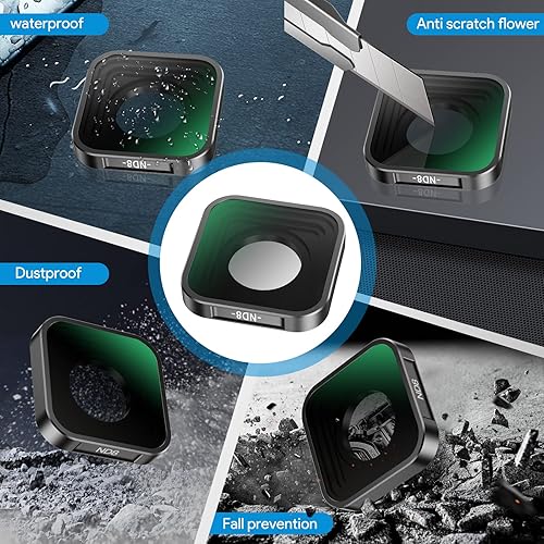 Miniatura 4 de REYGEAK Juego de 6 filtros de lente CPL ND8 ND16 ND32 ND64 ND1000 compatible con GoPro Hero 12 11 10 9, densidad neutra y filtro de lente