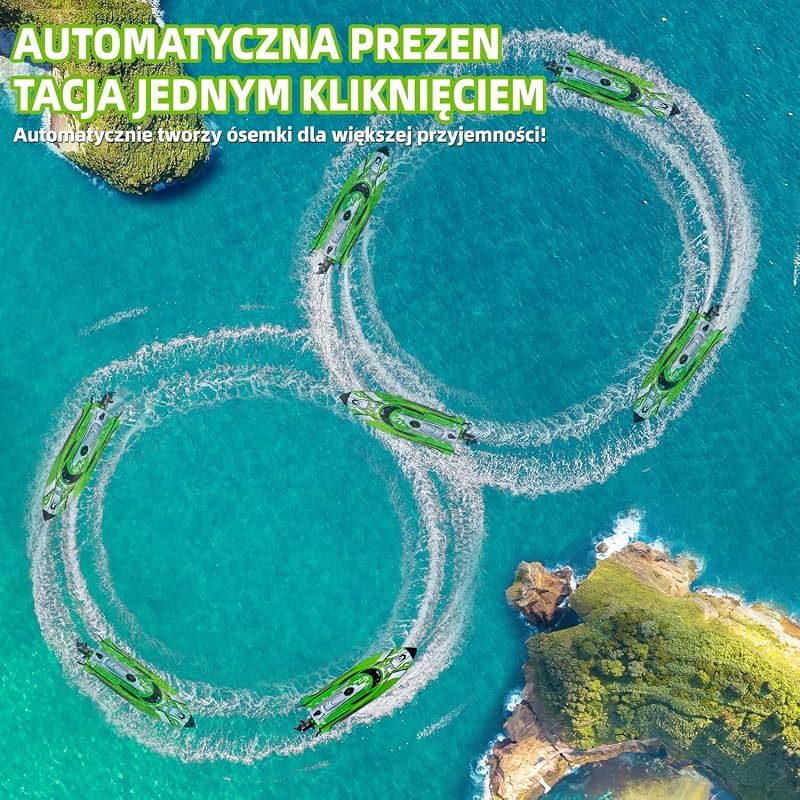PENGBU RC 25 km/h távirányított hajó LED fénnyel, 2.4 GHz, 40 perc játékidő, zöld - Green