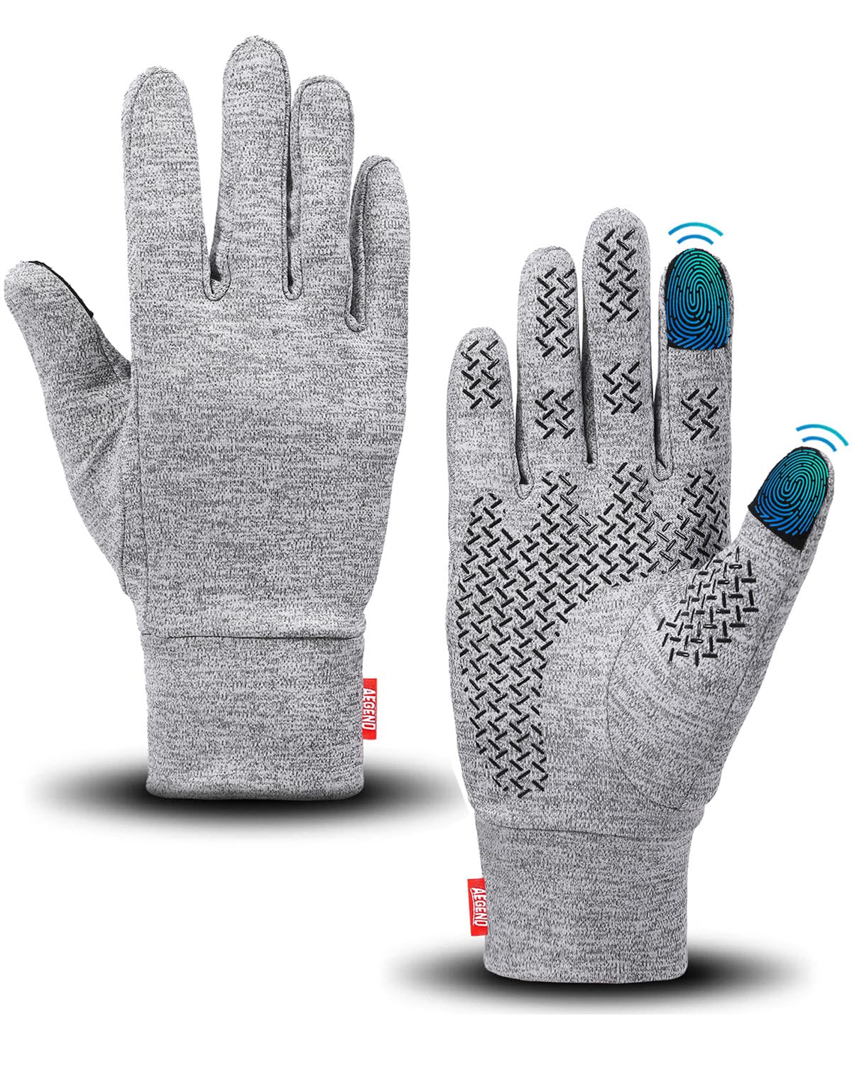 Aegend Lightweight Winter Gloves for Men Women, Warm Running Gloves Touchscreen Thermal Glove Liners for Cold Weather Driving, Cycling &amp; Hiking, Non-Slip, Elastic Cuff, Stretchy, Durable