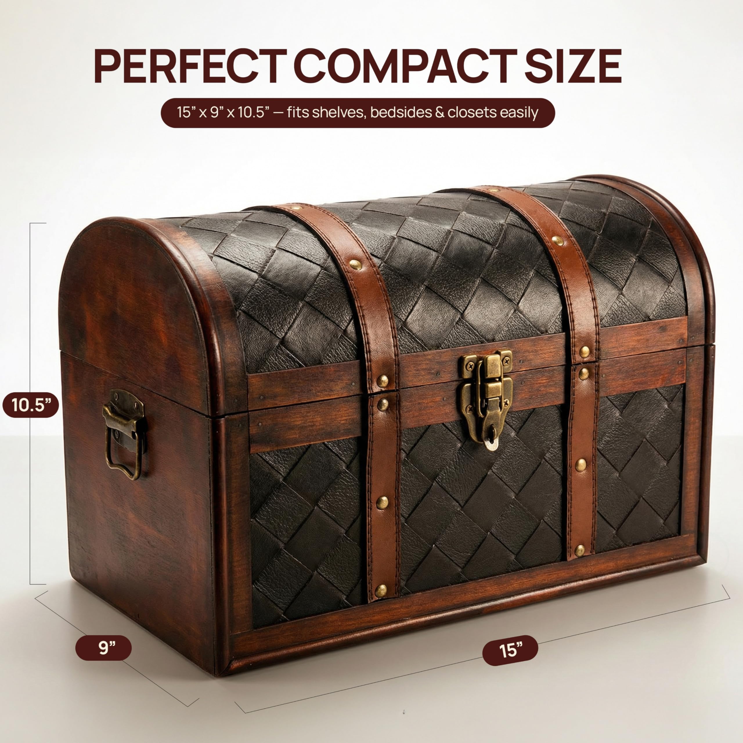 Amazon.com: Vintiquewise Wooden Leather Treasure Chest Vintage