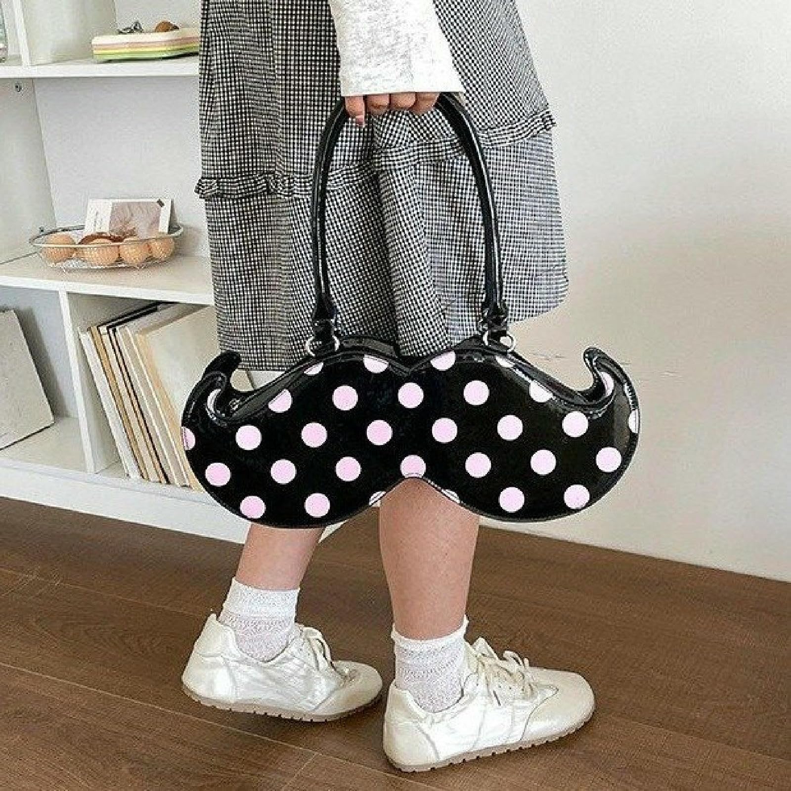 Torba na ramię damska crossbody, ekscentryczny wzór wąsów, PU