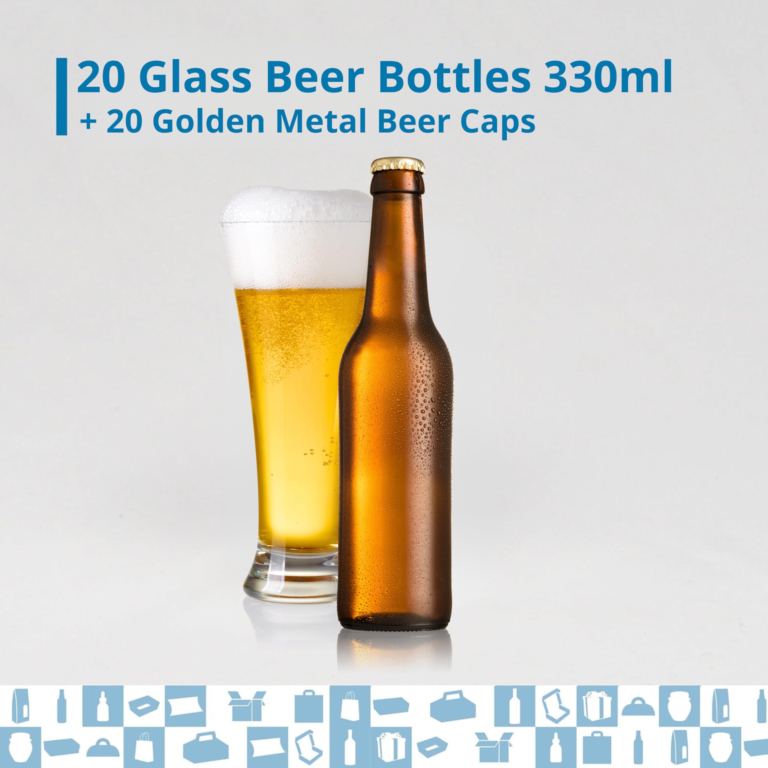 Botellas Vacias de Cristal para Cervezas 33cl Reutilizables com Chapa