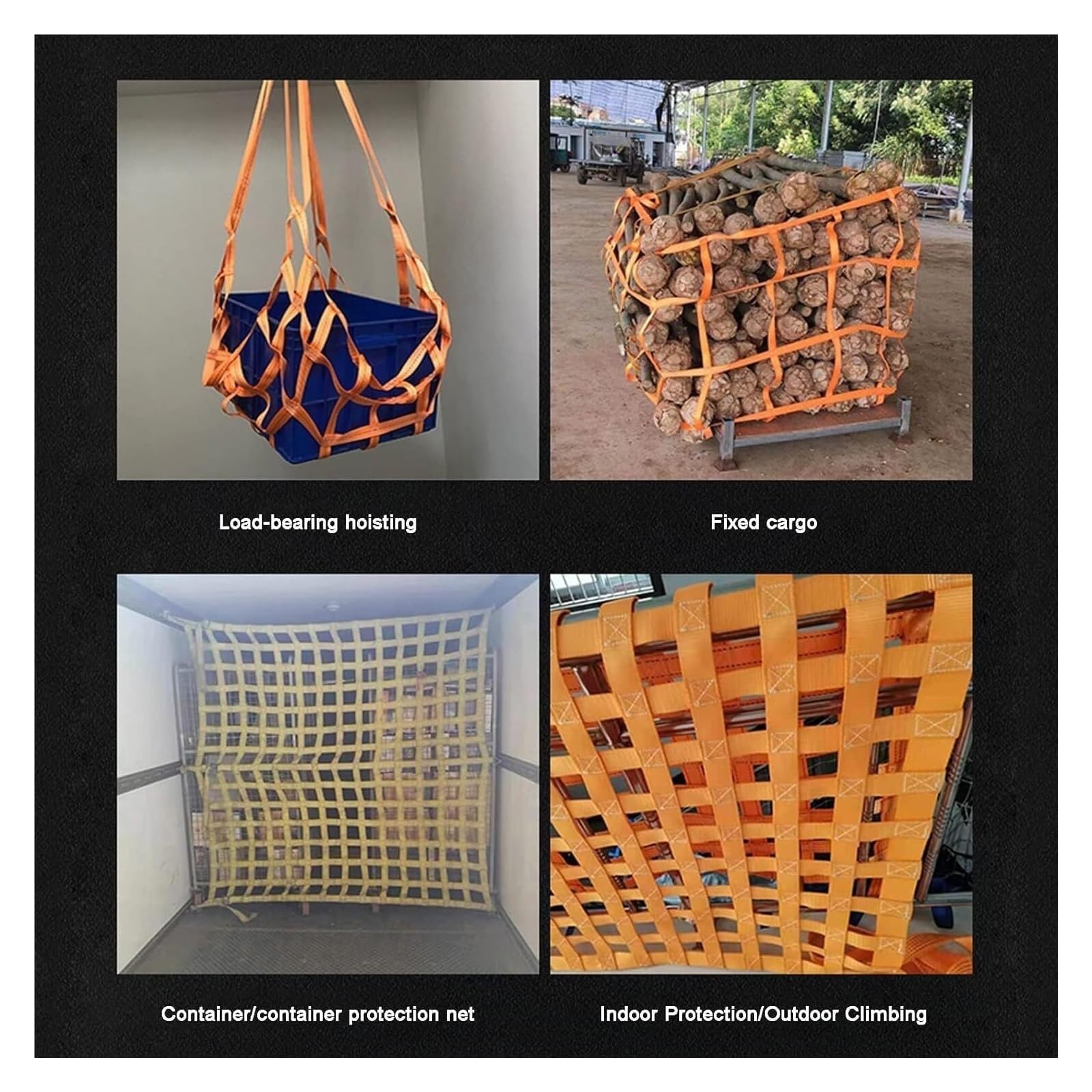 Rete di Sollevamento per carichi Pesanti 3x3 m - Maglia da 15 cm, capacità di 2,5 t, Cinghie Resistenti per Arrampicata, Trasporto, Uso Esterno, Industriale e recinzioni.