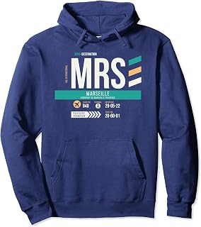 Vintage Marseille MRS Airport Code Retro Travel Day France Pullover Hoodie