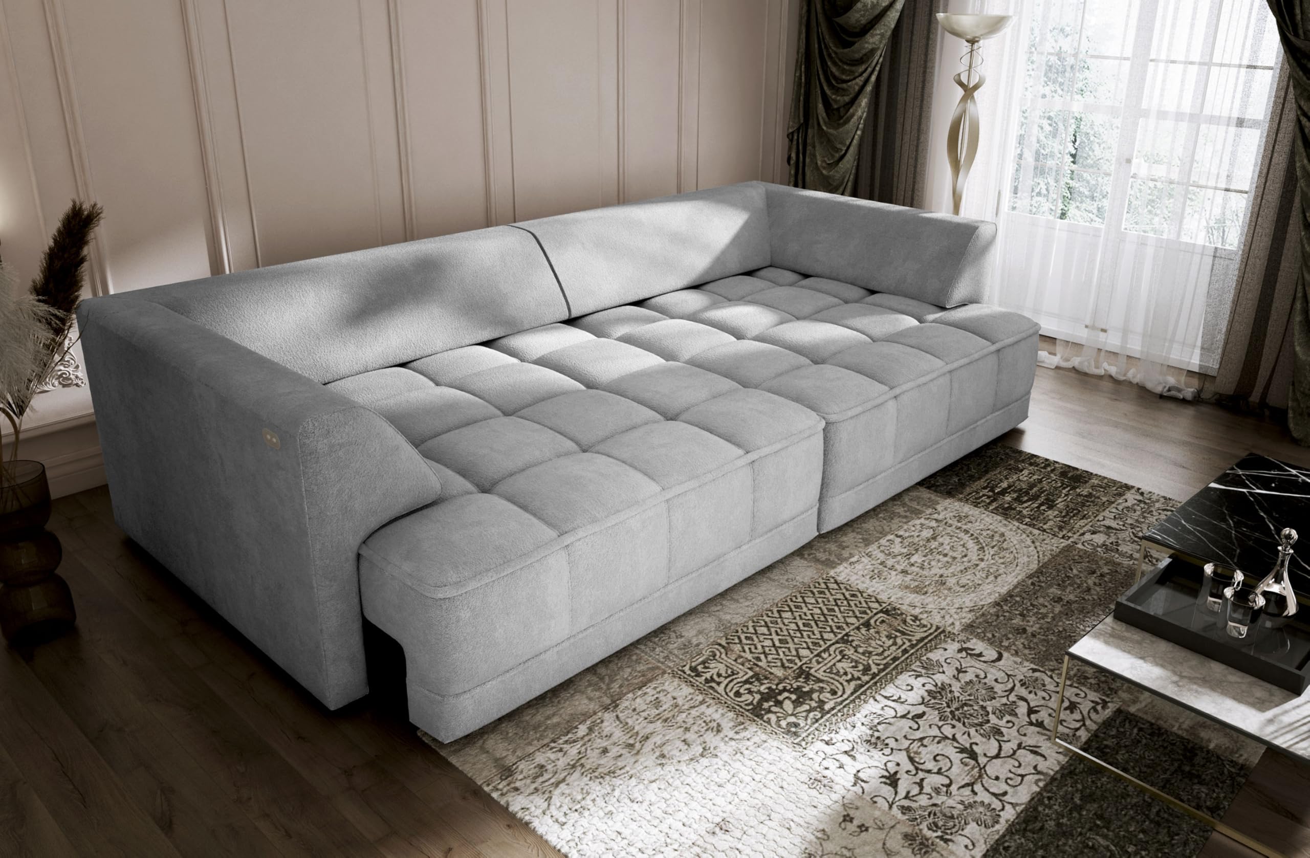 Big Sofa Tiga XXL, Schlafsofa, Couch, Schlafcouch mit Schlaffunktion 302 cm Breit (Aphrodite 21)