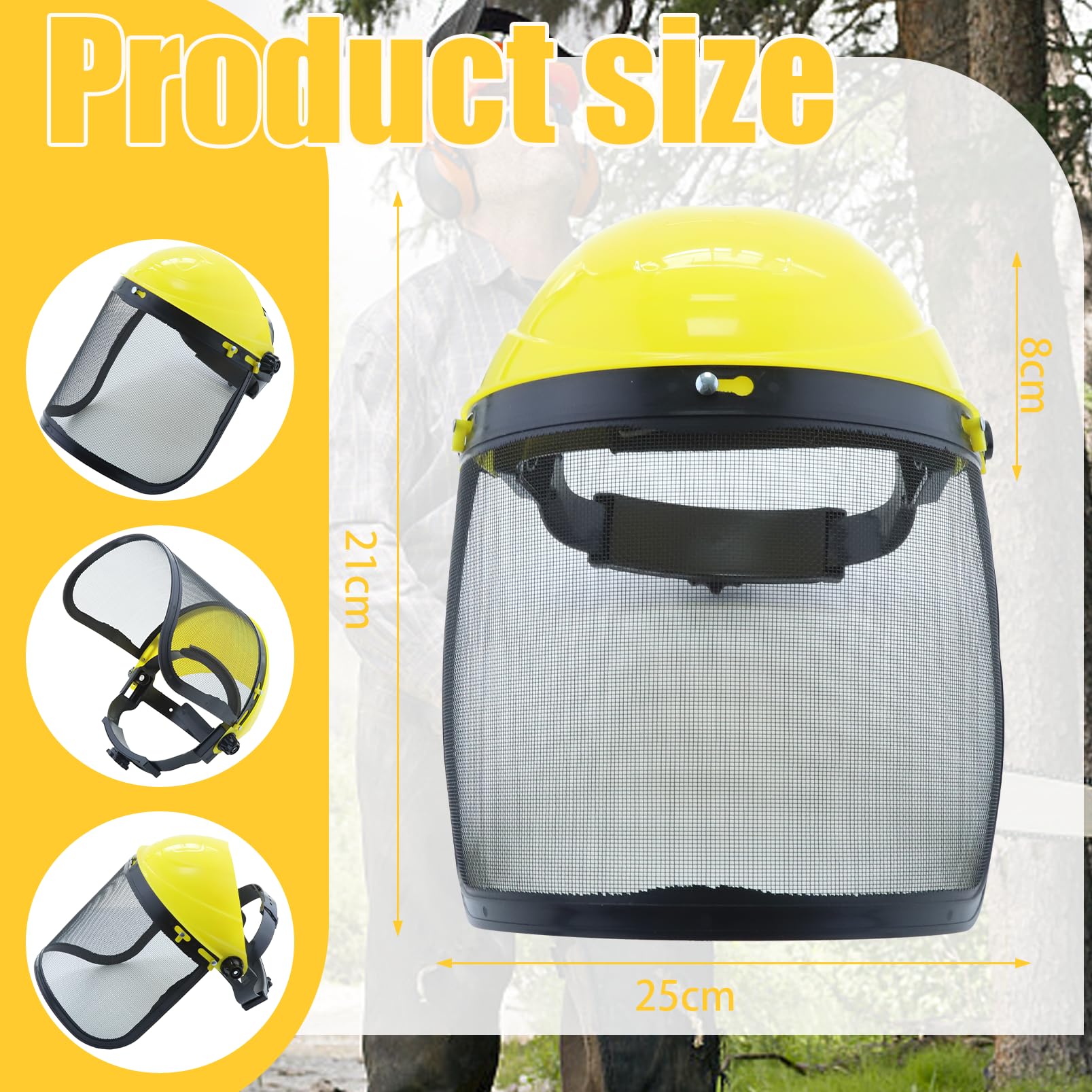 Visera de Seguridad con Malla Escudo Facial de Seguridad Protección Facial Ajustable para la podadora de Poste de la Recortadora de Motosierra