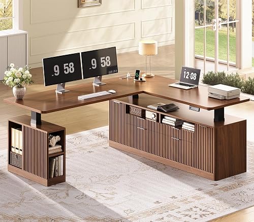 SEDETA Fluted L-Shaped Electric Standing Desk