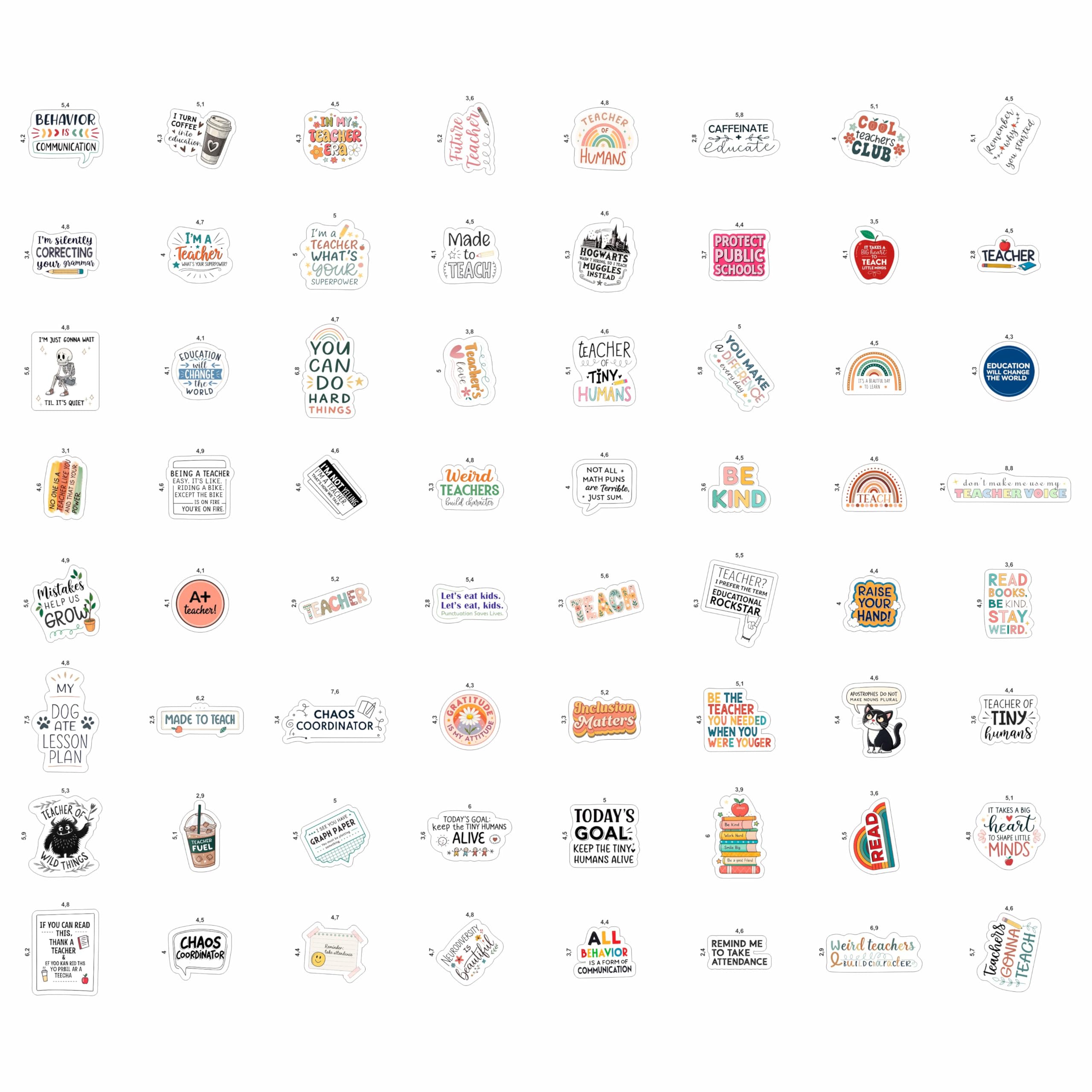 100Pcs Funny Teacher Stickers for Laptop, Water Bottles and Planner - Funny Teacher Gifts Appreciation - Gift for Women & Men